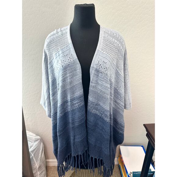 WHITE HOUSE BLACK MARKET | Ombre Gradient Ruana Shawl Wrap Boho Chic | XS/Small - Picture 2 of 9